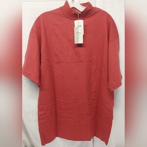 Callaway Red MOCK NECK Golf Tshirt Sz Large NWT